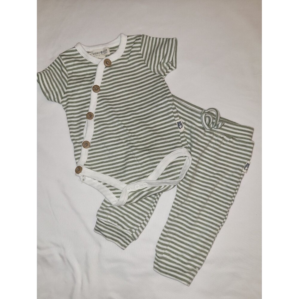Rabbit & Bear Size 3-6 Months Striped Bodysuit And Pants 2-Piece Outfit